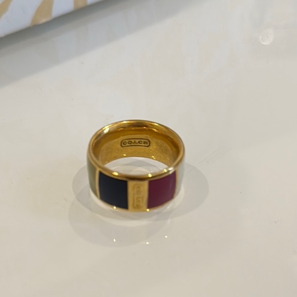 Coach Gold and Enamel Ring